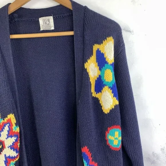 Vintage 90s Grandma Sweater Cardigan Women's sz S Small Knit Retro Cottagecore - Picture 5 of 16